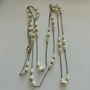 Long Gold and Pearl Necklace